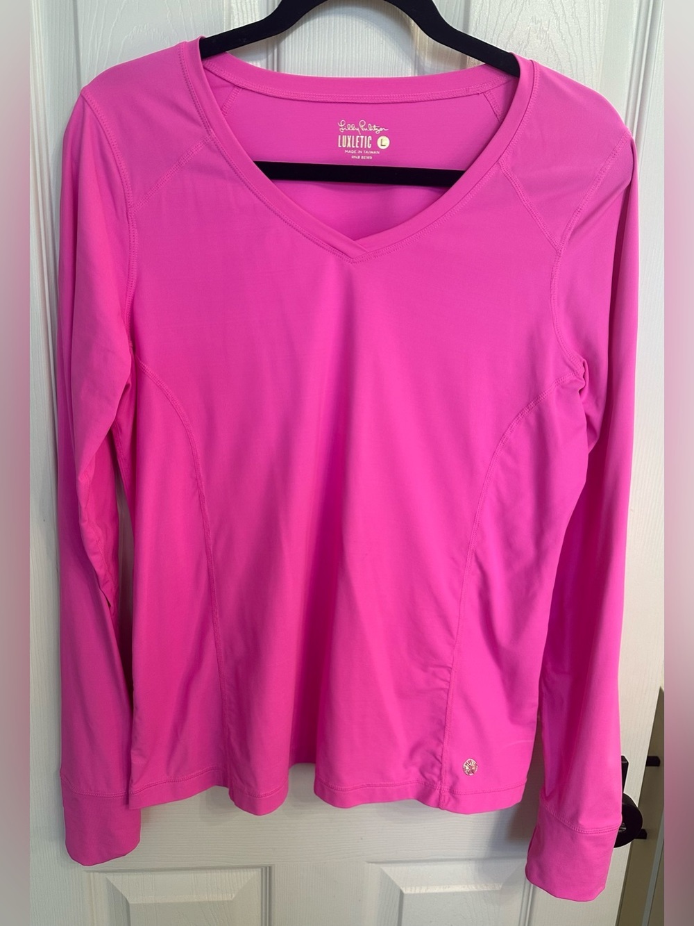 Lilly Pulitzer Renae Active Long-Sleeve V-Neck Sunguard Top Size L